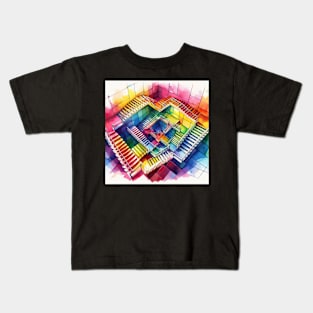 Psychedelic looking abstract illustration of Escher stairs Kids T-Shirt